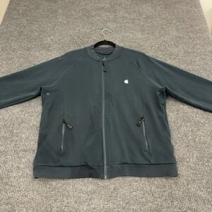 Apple Jacket Mens L Teal Cotton Blend Full Zip Mock Neck Tech Employee Gorpcore